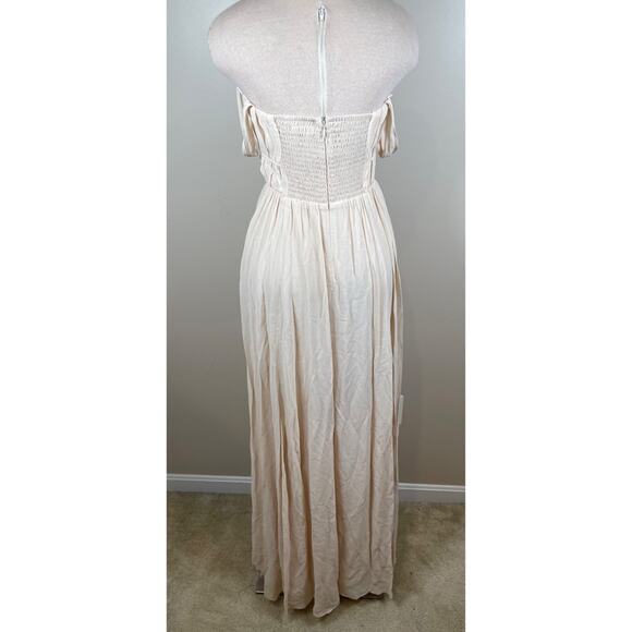 Reformation Jayde Off the Shoulder Ruched Prosecco Maxi Dress Size 6 - Picture 7 of 9